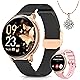 Sanorum Smartwatch Damen (1,27-Zoll HD Screen, Telefonfunktion, 120+ Sportmodi, Menstruationszyklus, SpO2, Pulsuhr, Schlafmonitor, Schrittzhler, IP68, iOS Android, Gold Schwarz)