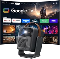Wanbo Togo Pro Akku Smart Beamer Google TV Netflix, Tragbar Projektor mit 3,5h Akku für Outdoor & Heimkino, Native 1080P 500 Ansi, KI Autofokus Auto-Trapez, 27dB Leise, Wlan Bluetooth, 360° Ständer