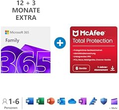 Microsoft 365 Family 15 Monate | 6 Nutzer | inkl. McAfee