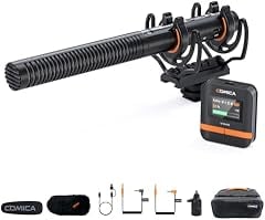 Comica VM40 32Bit Kabellos-Richtmikrofon mit 32G Onboard-Aufzeichnung, Kamera-Mikrofon mit 48kHz/32Bit Float Auflösung, Externes Shotgun-Mikrofon für Kamera/ Camcorder