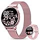 Sanorum Smartwatch Damen (1,27-Zoll HD Screen, Telefonfunktion, 120+ Sportmodi, Menstruationszyklus, SpO2, Pulsuhr, Schlafmonitor, Schrittzhler, IP68, iOS Android, Rosa)