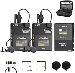 comica Drahtloses Mikrofon, BoomX-D PRO 2.4G On-Board Recording Wireless Lavalier Mikrofon mit 2 Sendern und 1 Empfänger, Funkmikrofon Ansteckmikrofon für Kamera, Smartphone, PC, Live Stream??
