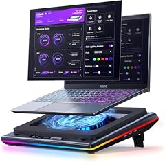 llano V12 Ultra Laptop Cooler Kühlpad mit intelligenter Softwaresteuerung, RGB Gaming Laptop Kühler intelligente Temperaturregelung 5.5-Zoll Turbo Lüfter, 3*USB 3,0 Anschlüsse für 15,6-19-Zoll Laptops