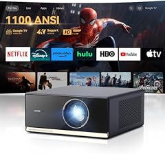 Beamer mit Google TV (1.100 Ansi, 4K Unterstützung, WiFi, Bluetooth, 1080P Full HD, Autofokus, Trapezkorrektur)