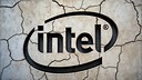 Logo, Intel, Probleme, Wettbewerb, Halbleiter, Krise, Markenzeichen, Technologieunternehmen, Risse, Chipindustrie, Stein, Technologiebranche, Besch�digt, wandel, Herausforderung, Unternehmensidentit�t