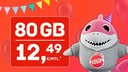 Datenvolumen, Mobiles Internet, Mobilfunktarif, Sim-Karte, Datentarif, Werbeanzeige, Smartphone-Tarif, Handytarif, 80 GB, Monatstarif, HIGH-Marke, Niedrigpreisig, Kartensymbol, Mobile Kommunikation, HIGH Mobile