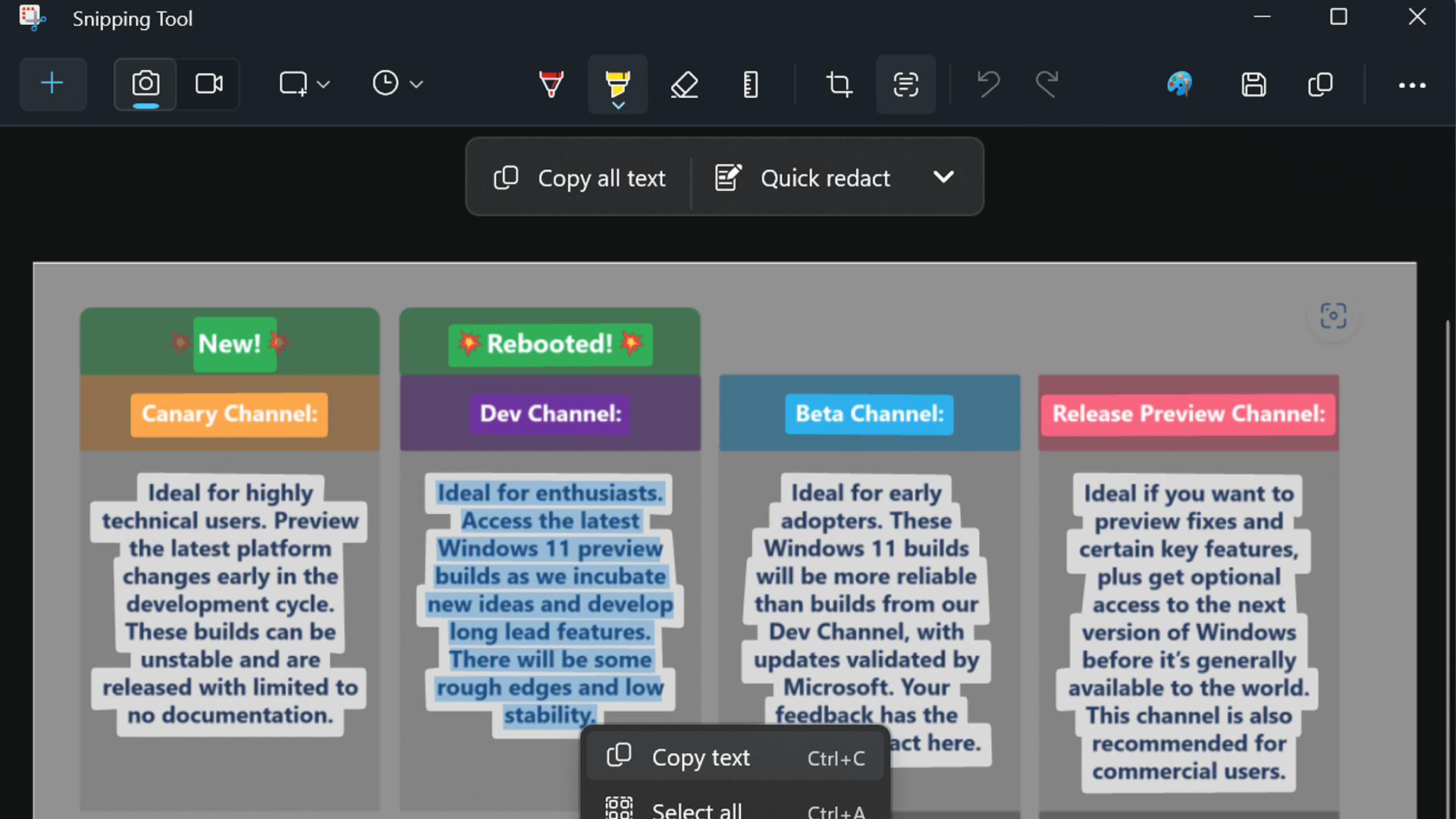 Screenshot, Kopieren, Snipping Tool, Texterkennung, Windows 11 Snipping Tool
