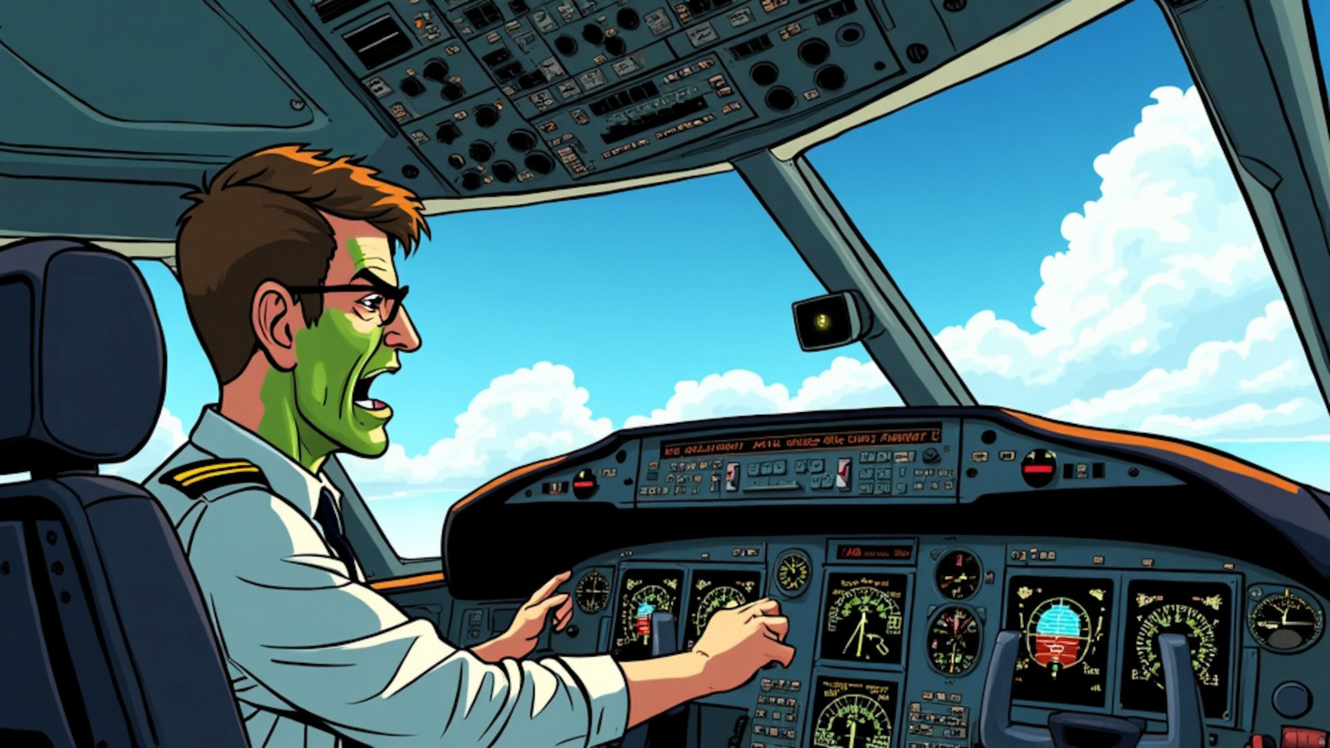 Flugzeug, Copilot, Cockpit, Pilot