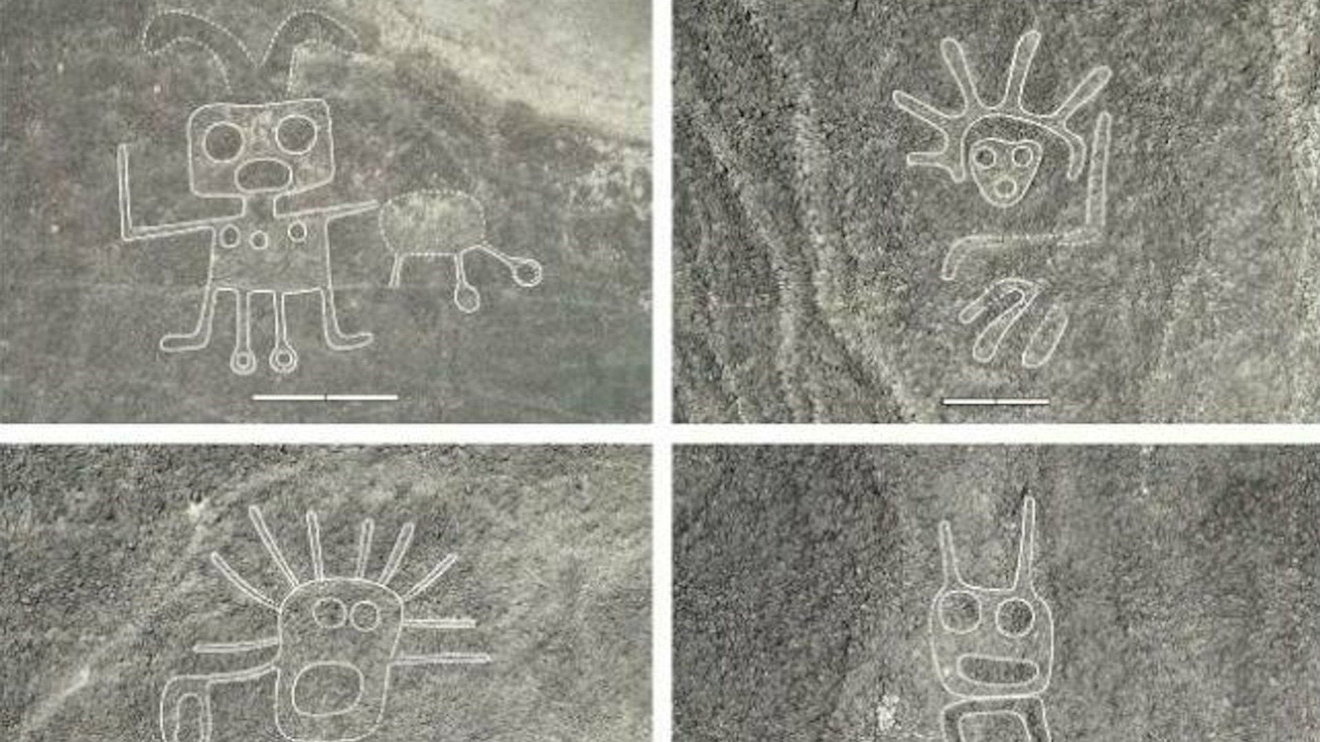 Archäologie, Peru, Luftaufnahmen, Weltkulturerbe, Nazca-Linien, Geoglyphen, antike Kunst, archäologische Entdeckungen, präkolumbianische Kultur, Wüstenzeichnungen, mysteriöse Figuren, Erdboden-Gravuren, anthropomorphe Gestalten, geometrische Muster, Alien-Theorien