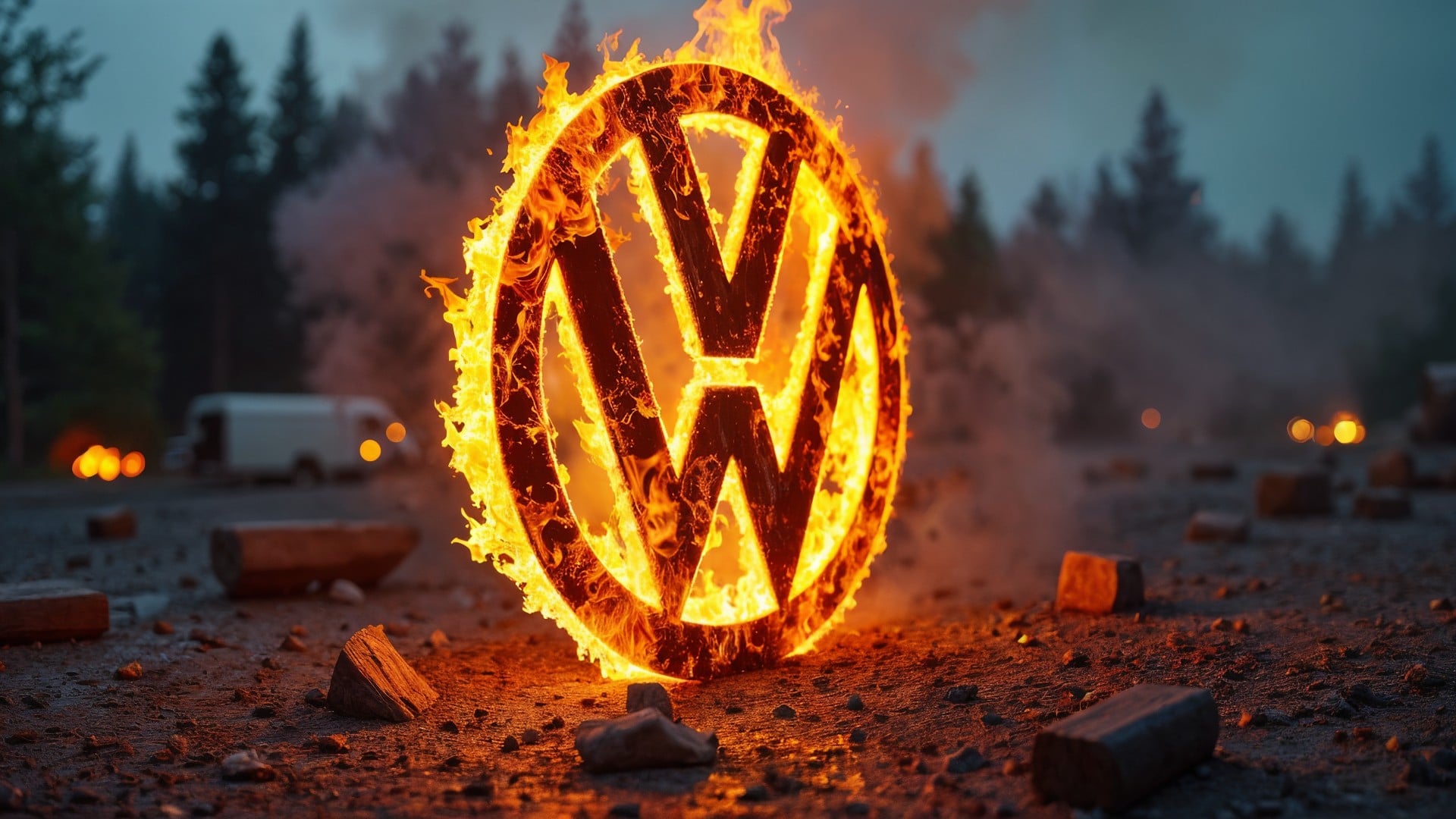 Logo, volkswagen, Vw, Krise, Feuer, Brennen