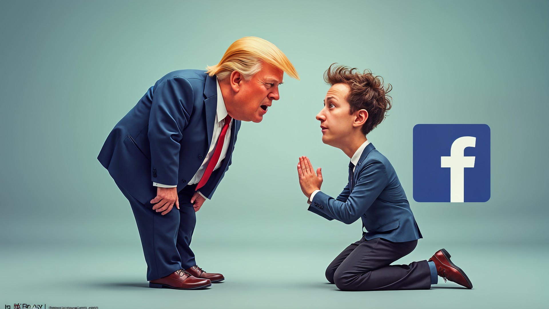 Facebook, Donald Trump, Meta, Mark Zuckerberg, Karikatur