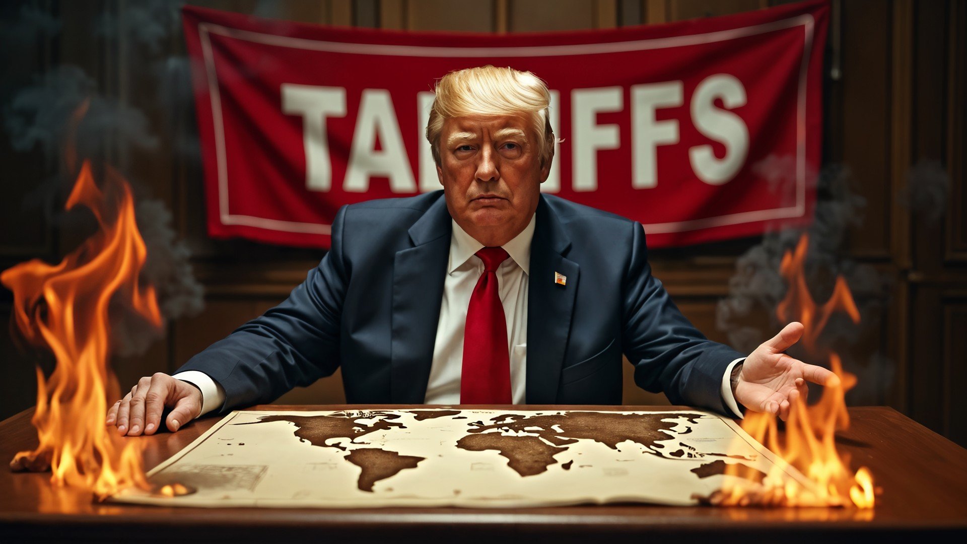 Wirtschaft, Usa, Donald Trump, trump, US-Präsident, Präsident, Karte, Weißes Haus, Brennen, Zölle, Weltkarte, Tariffs