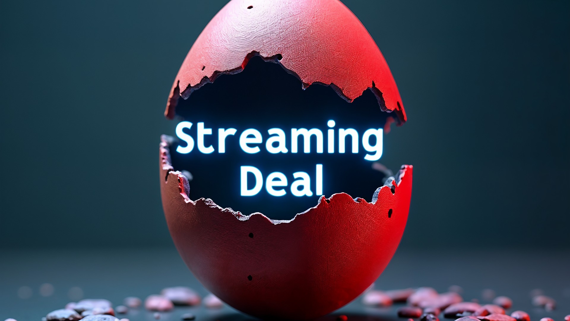 Waipu.tv, Geschäftsmodell, Medienbranche, Digitale Unterhaltung, Unterhaltungsindustrie, Technologie-Trends, Vertragsabschluss, Streaming-Angebot, Streaming-Deal, aufgebrochenes Ei, rotes Ei, Ei-Metapher, Streaming-Neuheit, Streaming-Innovation, Online-Streaming, Marketingkonzept