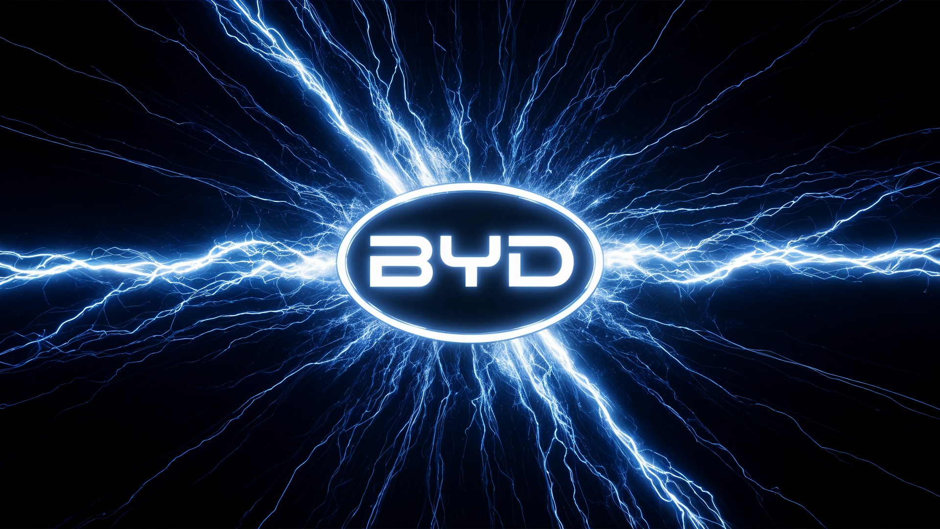 Logo, Auto, Elektroautos, Elektromobilität, Elektroauto, Laden, Zukunftstechnologie, Technologieunternehmen, Blau, Hightech, BYD, Stromkreis, Automobilhersteller, Energiekonzept, Blitzeffekt