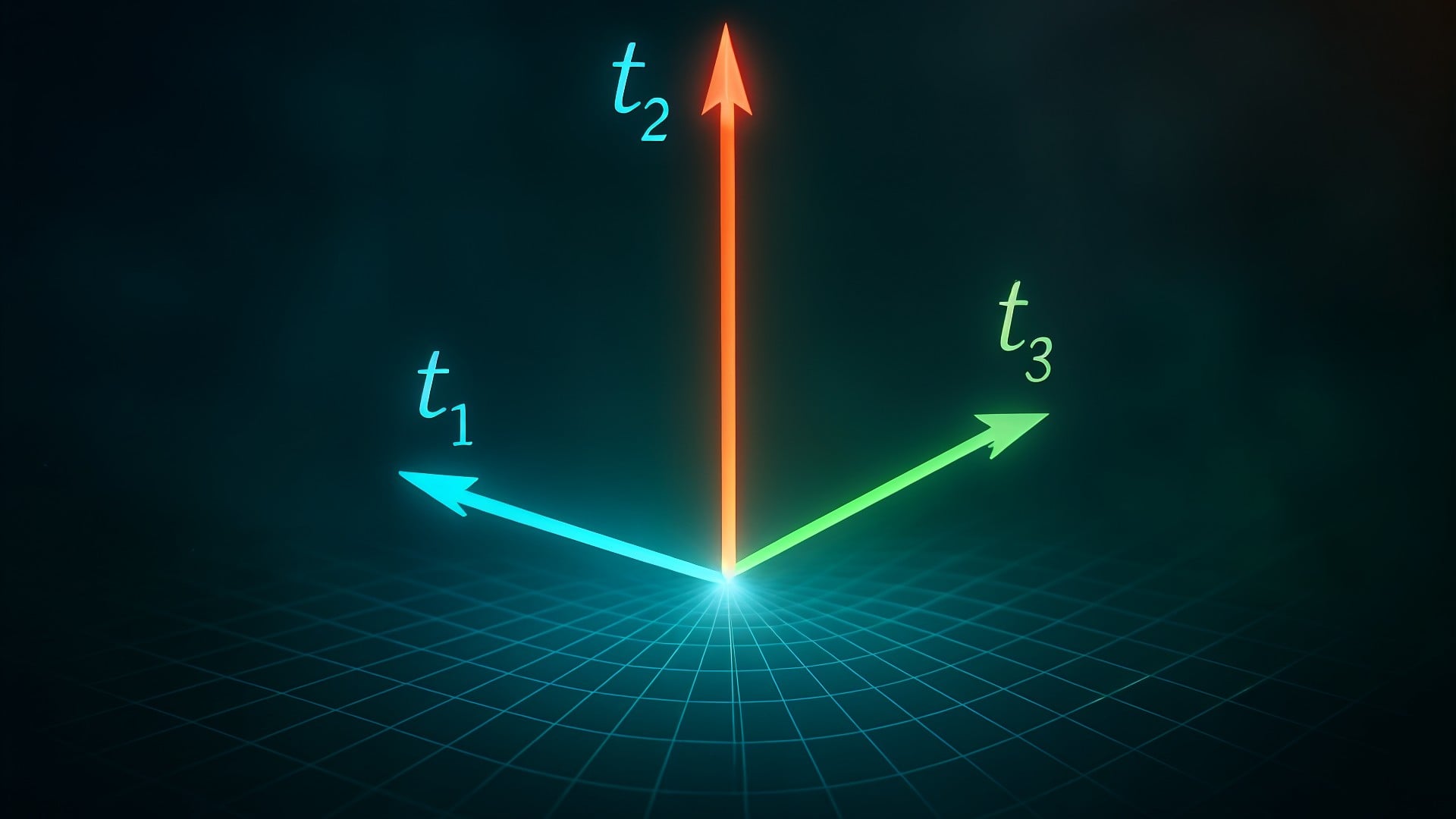 Quantenphysik, Futuristisch, Wissenschaftsvisualisierung, Zeitreise, Theoretische Physik, Abstrakte Darstellung, Neonfarben, Multiversum, Zeitlinien, Paralleluniversen, Raumzeit-Kontinuum, Zeitpfeile, Dimensionen, Gitterstruktur, Vektorengrafik