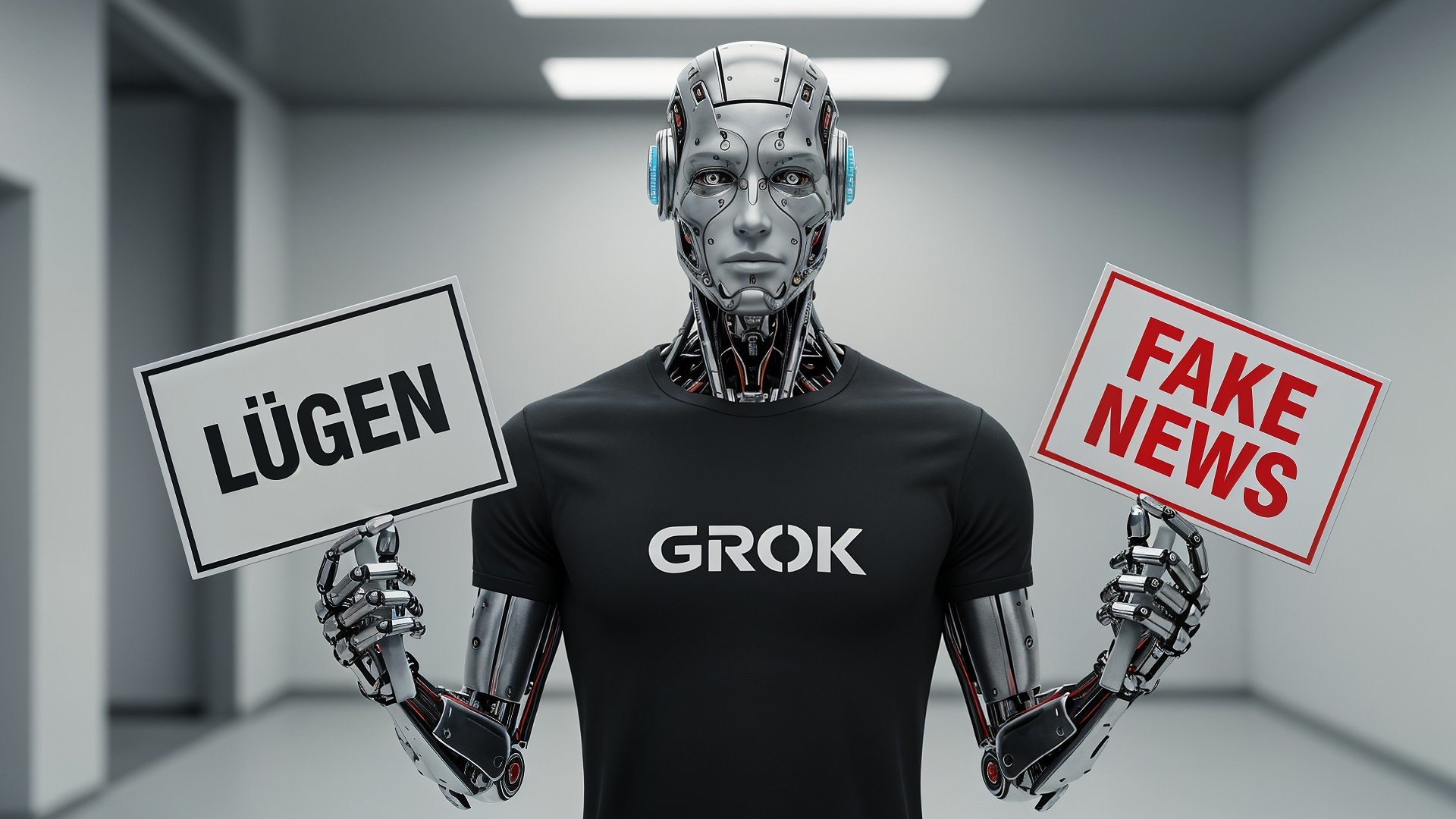 Ki, Künstliche Intelligenz, Elon Musk, AI, Technologie, Roboter, Zukunft, Manipulation, Fake News, Desinformation, xAI, Grok, Ethik, Cyborg, Medienkompetenz, KI-Roboter, Wahrheit, Lügen, Technologiekritik, Informationszeitalter