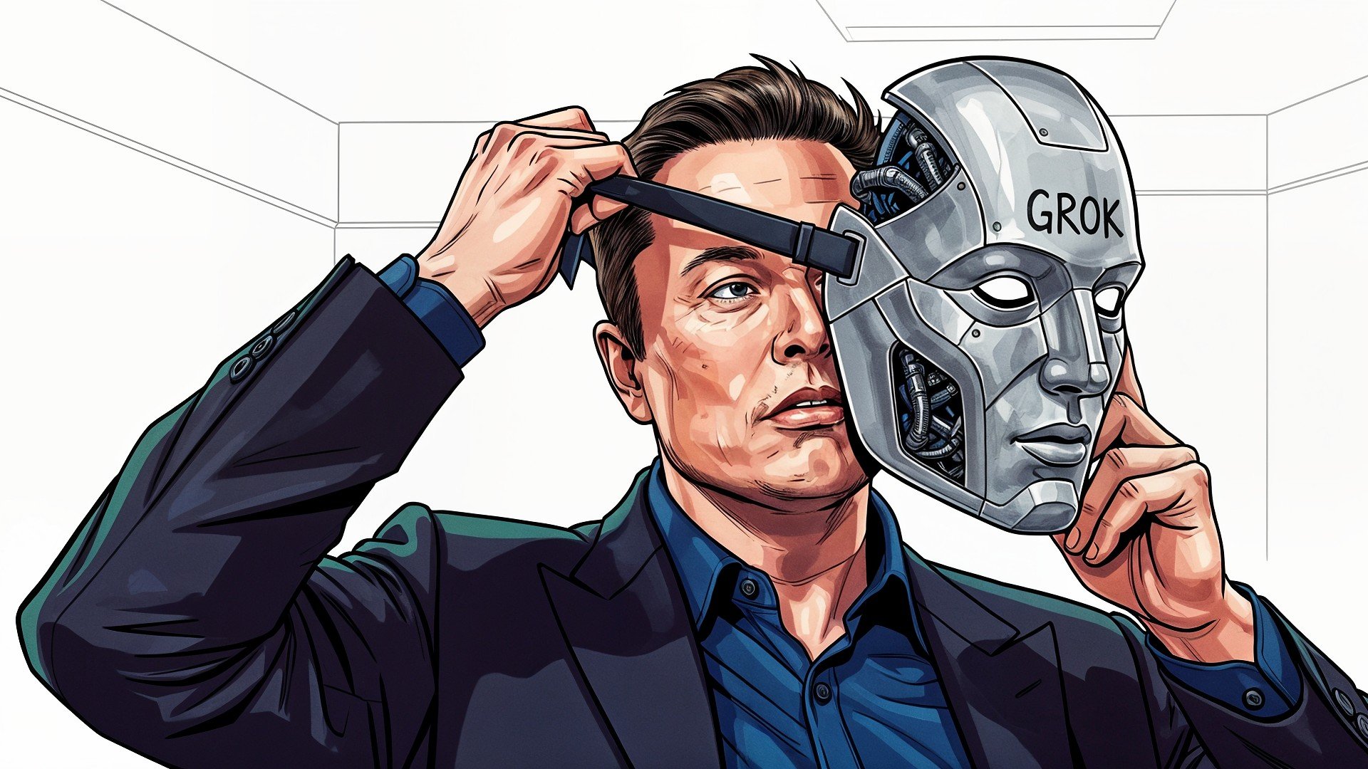 Ki, Künstliche Intelligenz, Elon Musk, AI, Artificial Intelligence, Roboter, Technologie, Chatbot, Musk, Digitalisierung, KI-Chatbot, Zukunft, Science-Fiction, xAI, Grok, KI-Maske
