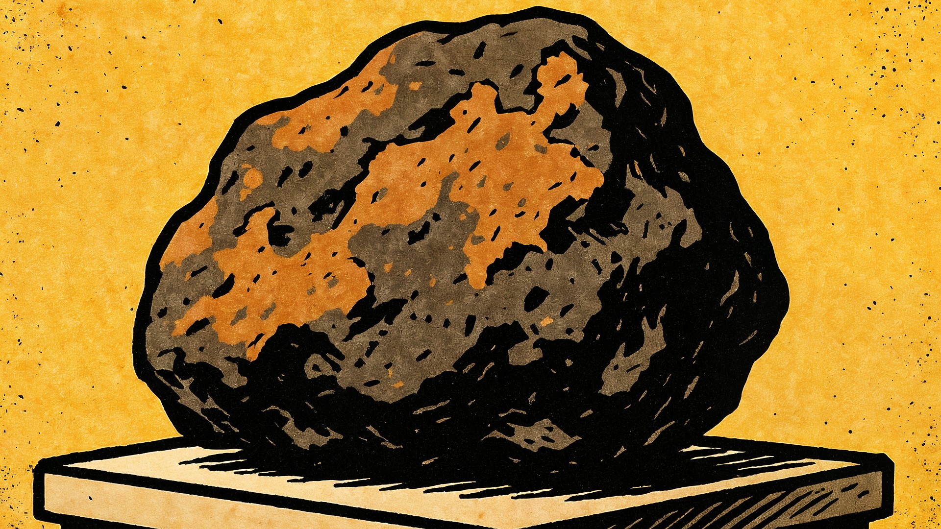 Forschung, Wissenschaft, Raumfahrt, Astronomie, Asteroid, Illustration, Kosmos, Geologie, Meteorit, Comic-Stil, Textur, Felsbrocken, Weltraumgestein, Außerirdisch, Gelber Hintergrund