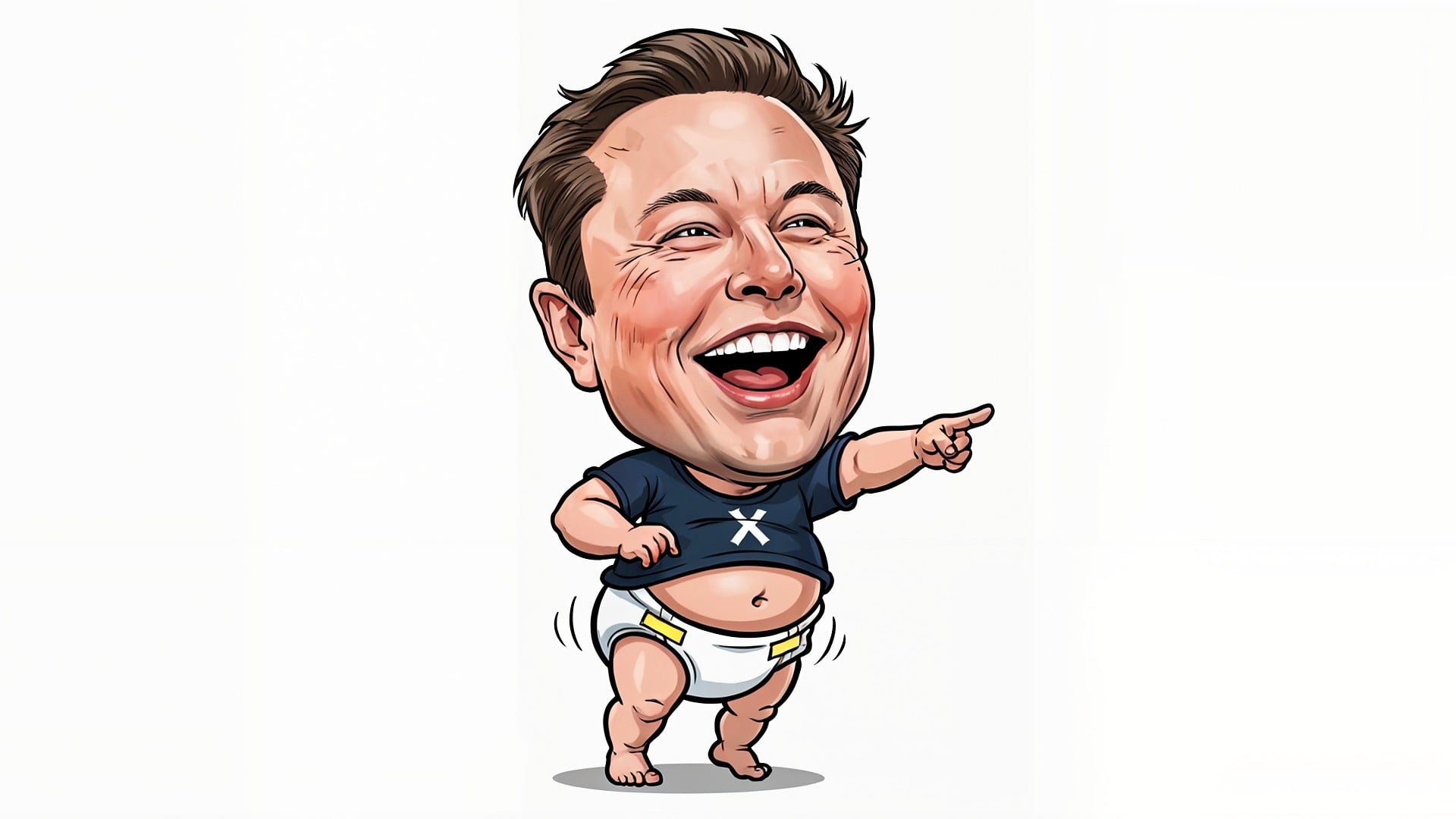 tesla, Elon Musk, Musk, Meme, Karikatur, lachen, Windel, satirisch