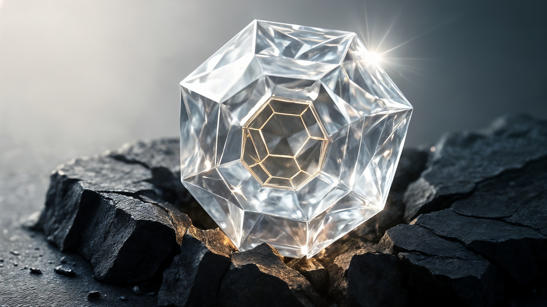 Technologie, Futuristisch, Luxus, 3D-Rendering, Diamant, Geometrie, Edelstein, Gestein, Kristall, Lichtbrechung, Mineralien, Schmuck, Facetten, Digital Art, Ästhetik