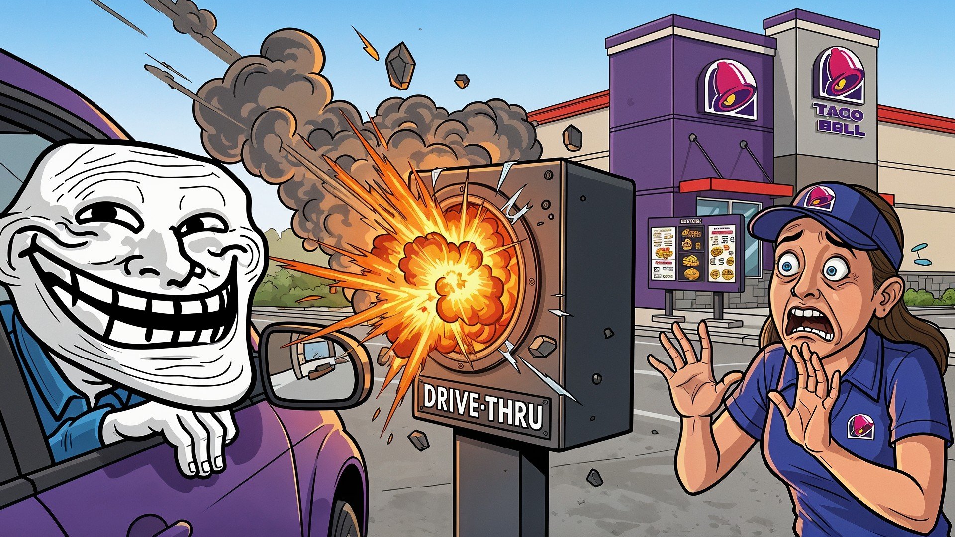Ki, Künstliche Intelligenz, AI, Artificial Intelligence, Troll, Fast Food, Trolle, Fastfood, Troll Face, Taco Bell, Drive-thru, Drive-Through