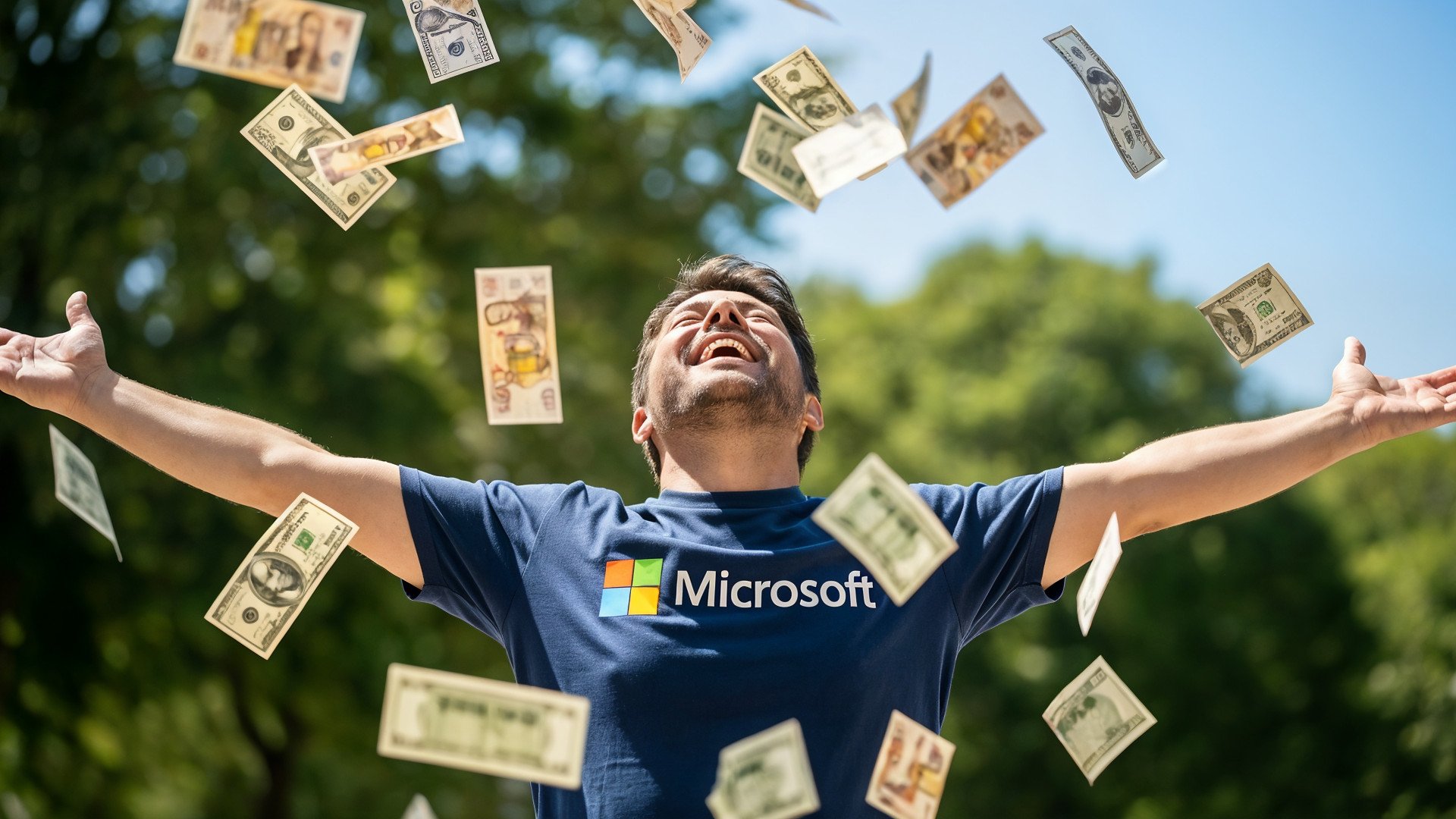 Microsoft, Windows, Geld, Einnahmen, Geldscheine, Geldregen