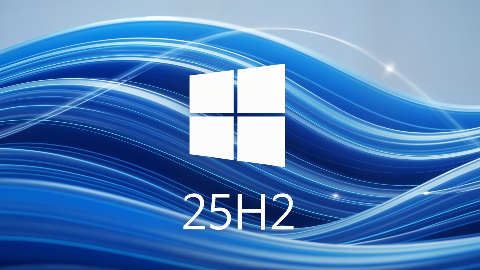 Microsoft, Betriebssystem, Windows, Update, Software, Technologie, Upgrade, Windows 11 Update, Softwareaktualisierung, 25H2, Computergrafik, Digitale Kunst, Windows 25H2, Abstraktes Design, Computerdesign, Blaue Wellen, Technologiebranding, Produktvisualisierung