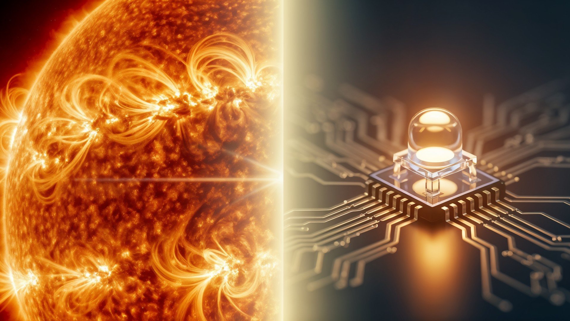 Technologie, Innovation, Zukunftstechnologie, Sonne, Solarenergie, Quantencomputer, Hightech, QLED, Quantentechnologie, Mikrochip, erneuerbare energie, Solarstrom, Sonnenenergie, Computerchip, Diode, Solarflare, Sonnenausbruch
