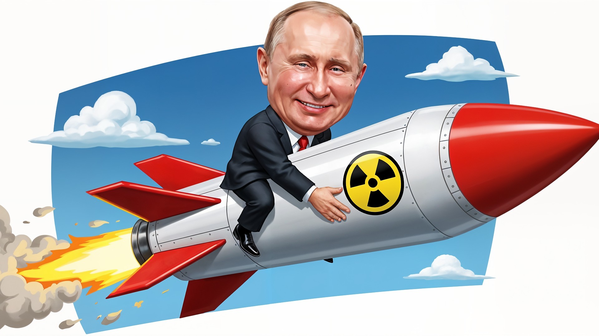 Russland, Rakete, Karikatur, Putin, Wladimir Putin, Atomwaffen, Sicherheitspolitik, Politische Satire, Atomrakete, Putin-Karikatur, Nuklearmacht, Rüstungswettlauf, Weltpolitik, Burewestnik