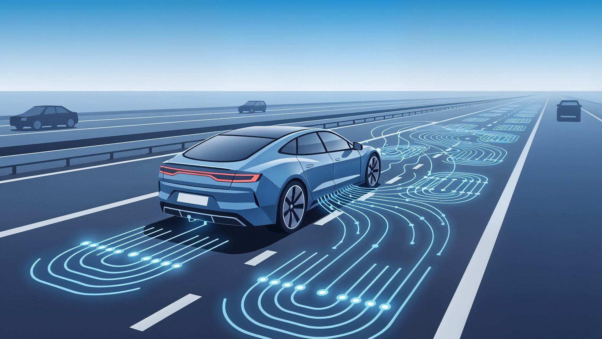 Auto, Akku, Elektromobilität, Elektroauto, Stromversorgung, Digitalisierung, Laden, Zukunftstechnologie, Autobahn, Induktion, Induktives Laden