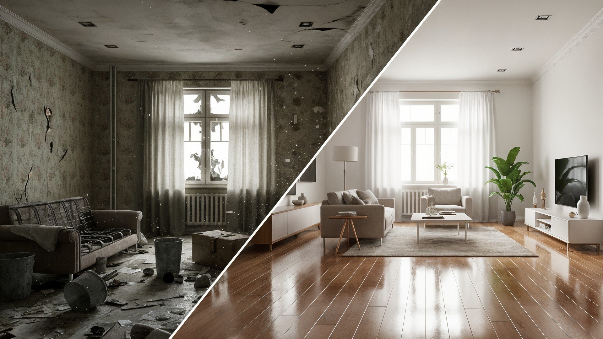 Ki, Modernisierung, Immobilien, Wohnung, Innenarchitektur, Vorher-Nachher-Vergleich, Wohnzimmer-Renovierung, Wohnraumgestaltung, Altbausanierung, Raumtransformation, Einrichtungsideen, Wohnstil-Veränderung, Vorher-Nachher-Effekt, Wohnraumaufwertung, Renovierungsprojekt, Innenraumgestaltung, Wohnraumoptimierung, Renovierungserfolg