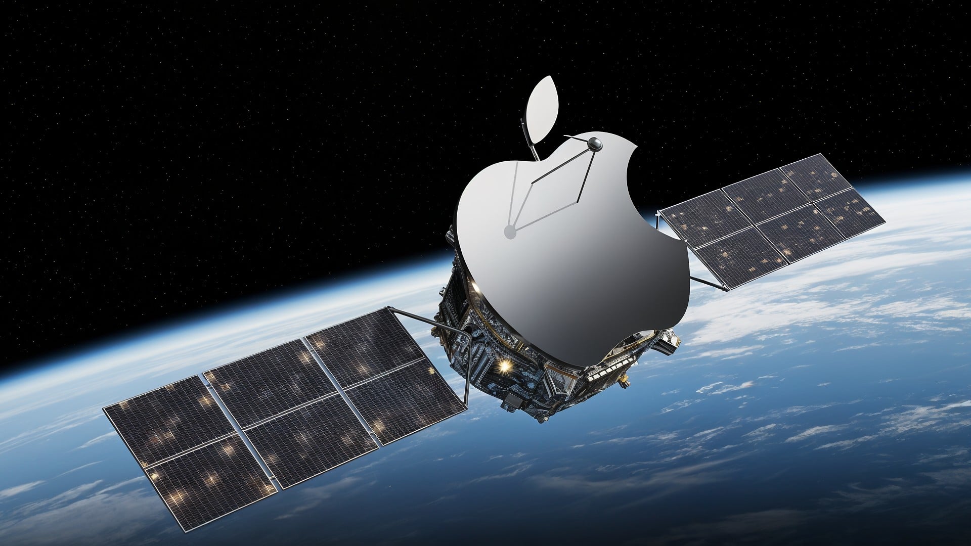 Apple, Raumfahrt, Technologie, Satellit, Zukunftstechnologie, Weltraumforschung, Weltraummission, Raumfahrttechnologie, Satellitenkommunikation, Erdumlaufbahn, Apple-Logo, Erdorbit, Solarpanele, Weltraumkommunikation, Kommunikationstechnik, Apple-Satellit, Satellitenantenne