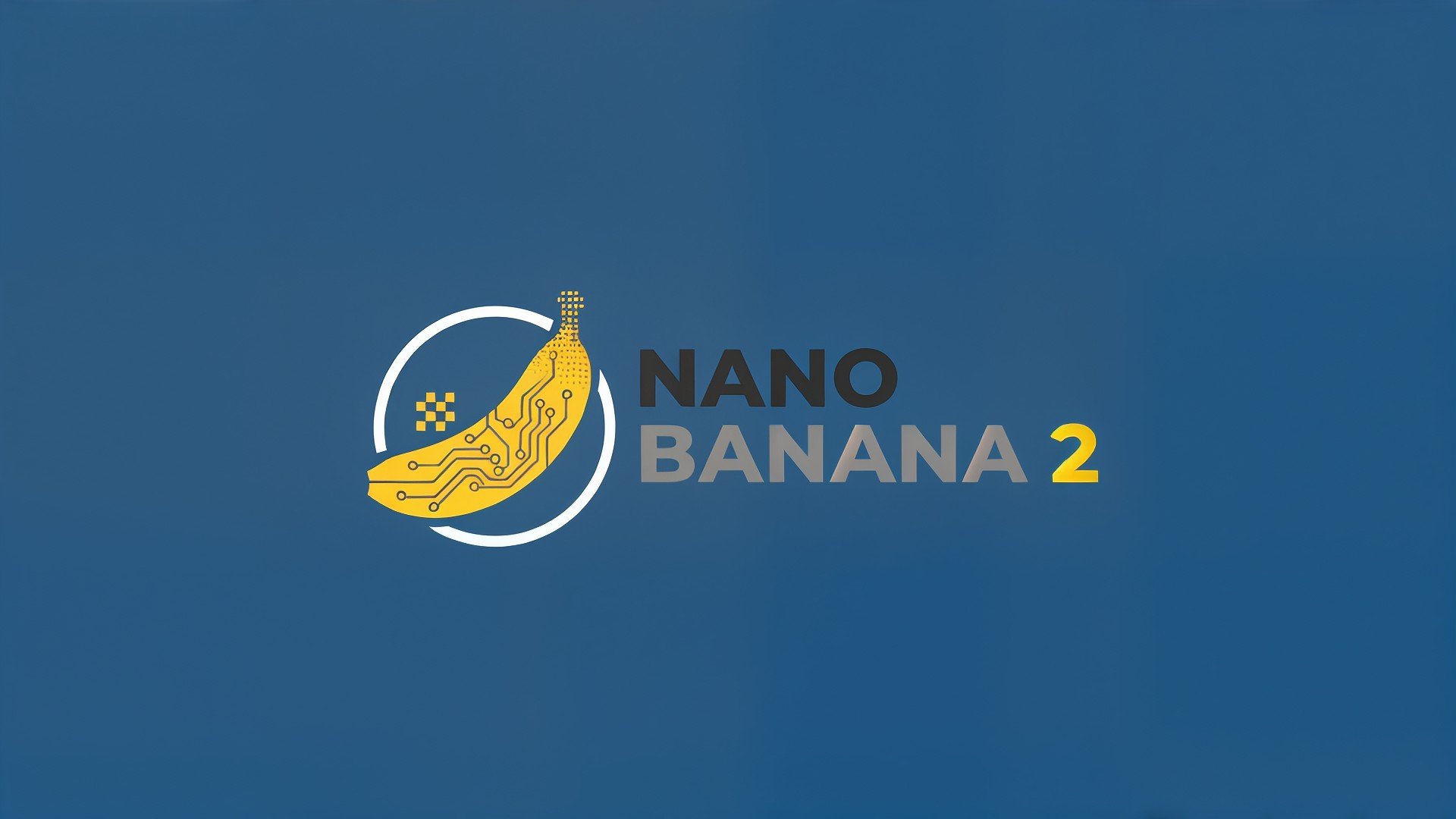 Kryptowährung, Blockchain, Technologiebranche, Fintech, Blauer Hintergrund, Nano Banana, Innovationskonzept, Tech-Startup, Nano Banana 2, Nanobanana, Technologie-Logo, digitale Banane, Elektronik-Design, modernes Branding, gelb-weiße Grafik, Schaltkreis-Muster, Firmenidentität