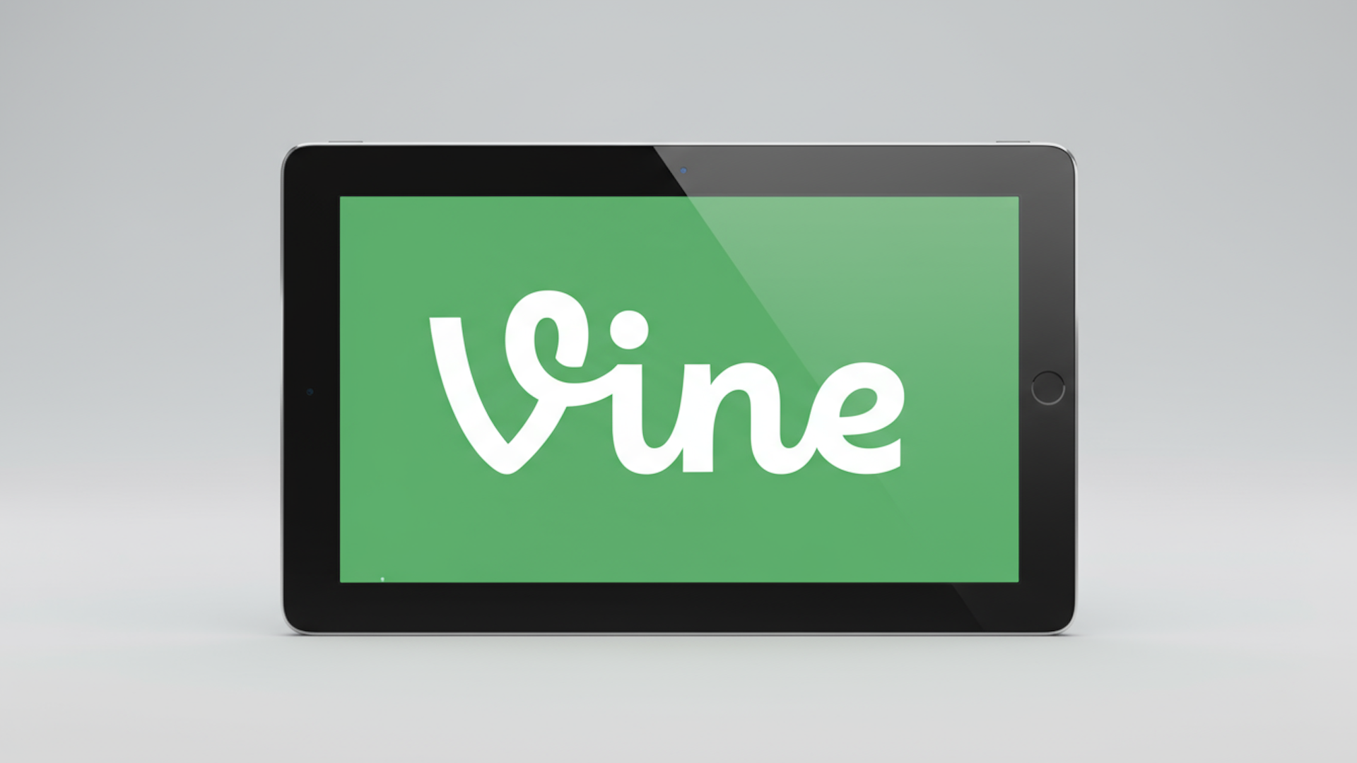 Tablet, Videoplattform, Ipad, Technologie, Vine, Digitale Medien, Smartphone-App, Mobilgerät, Kurzvideos, Weißes Logo, Social-Media-App, grüner Bildschirm, Online-Unterhaltung, Videosharing, Internettrend