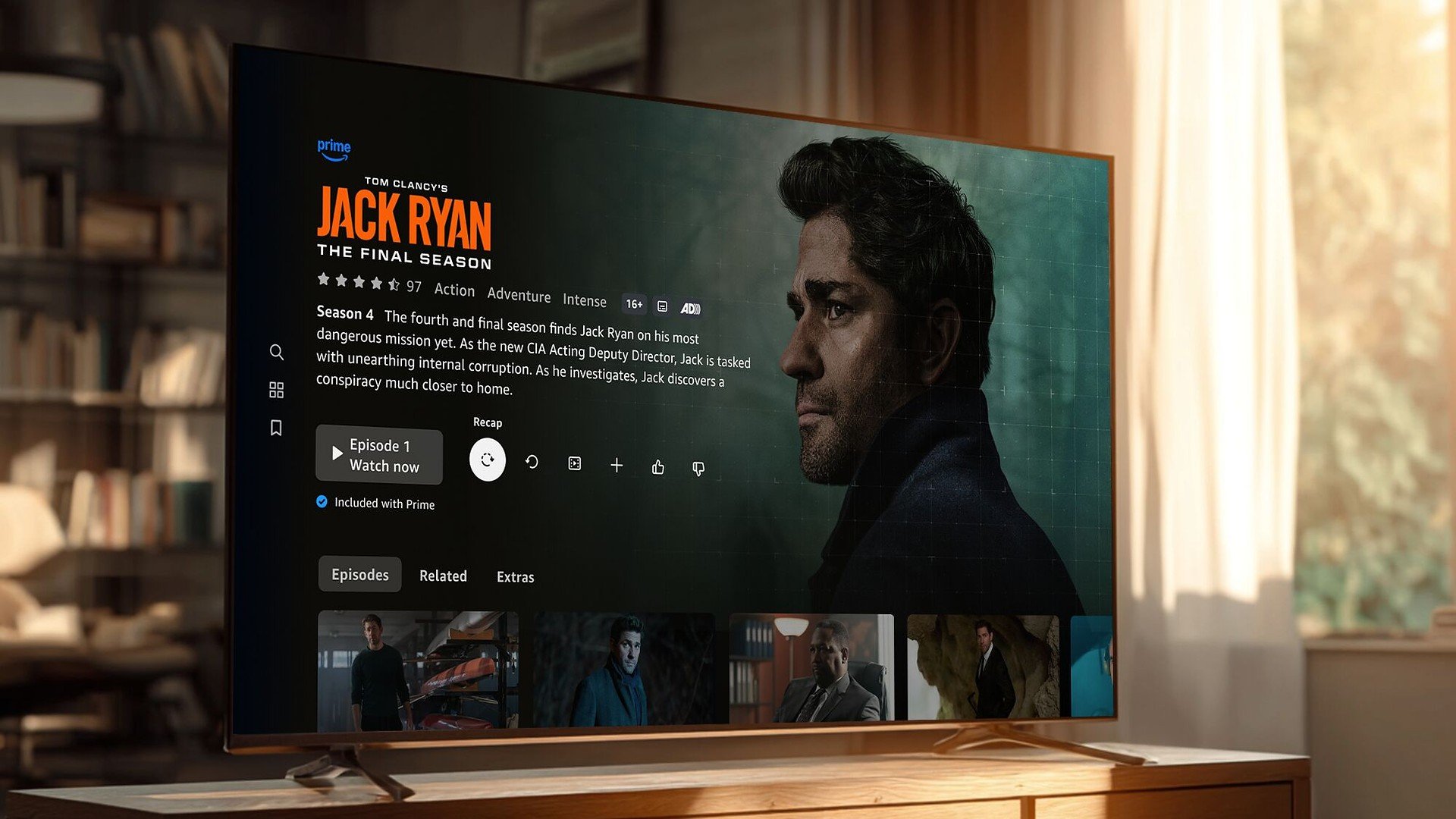 Streaming, Serien, Videostreaming, Amazon Prime Video, Amazon Prime, Prime Video, TV-Serie, Spionage, Smart TV, Tom Clancy, Action, Thriller, Zusammenfassung, Abenteuer, Jack Ryan, Streaminganbieter, Fernsehbildschirm, Recap