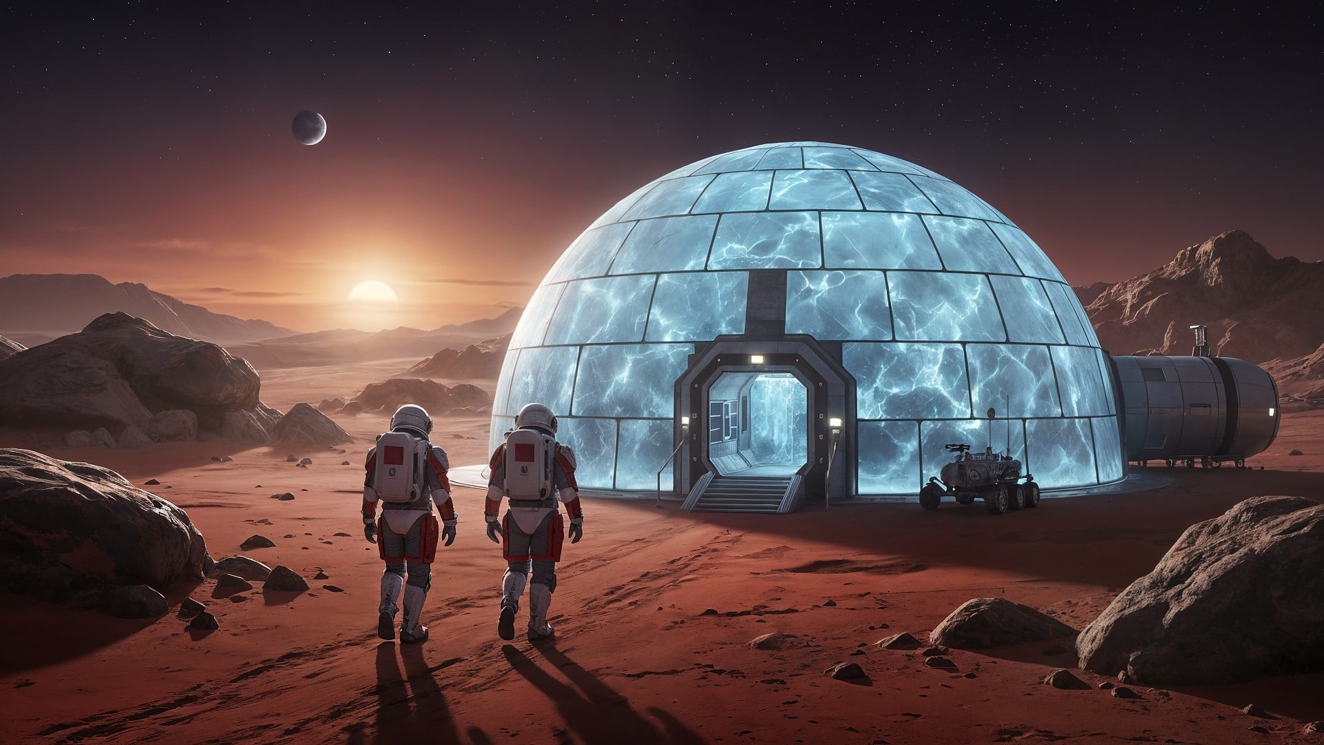 Weltraum, Raumfahrt, Weltall, Mars, Astronaut, Astronauten, Leben, Habitat, Iglu, Eiskuppel