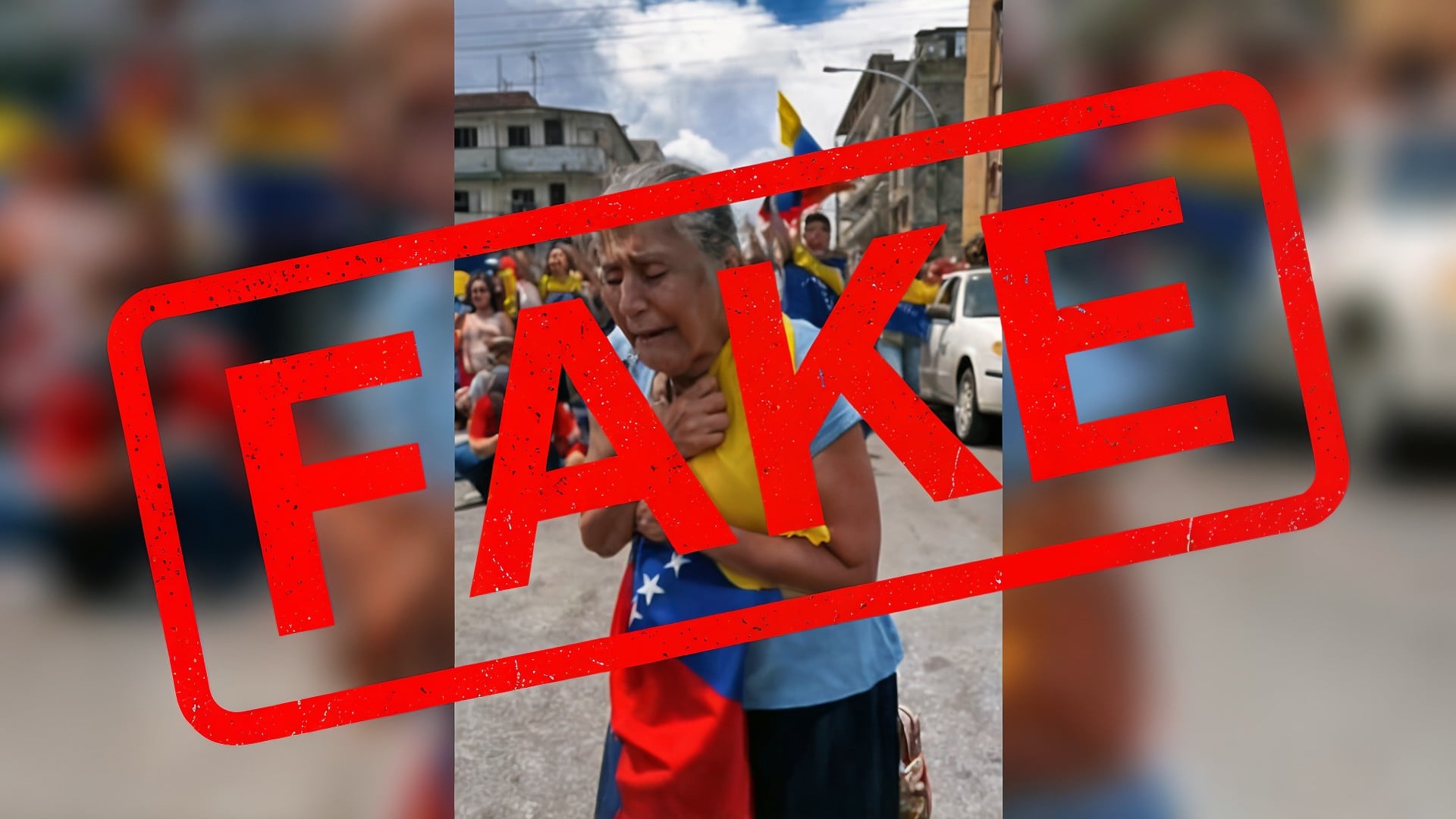 Ki, Flagge, Fake, Krise, Stadt, Straße, Menschenmenge, Emotionen, Venezuela, Unruhen, südamerika, AI Slop, Ki-generiertes Bild, Politischer Konflikt, Bürgerprotest, Öffentliche Meinung, Soziale Bewegung