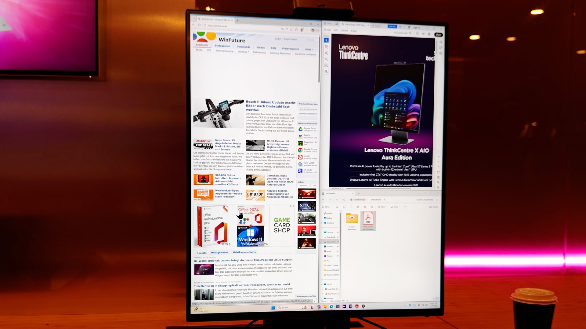 Pc, Display, Desktop, Bildschirm, Monitor, Vertikal, All In One PC, Lenovo ThinkCentre X AIO