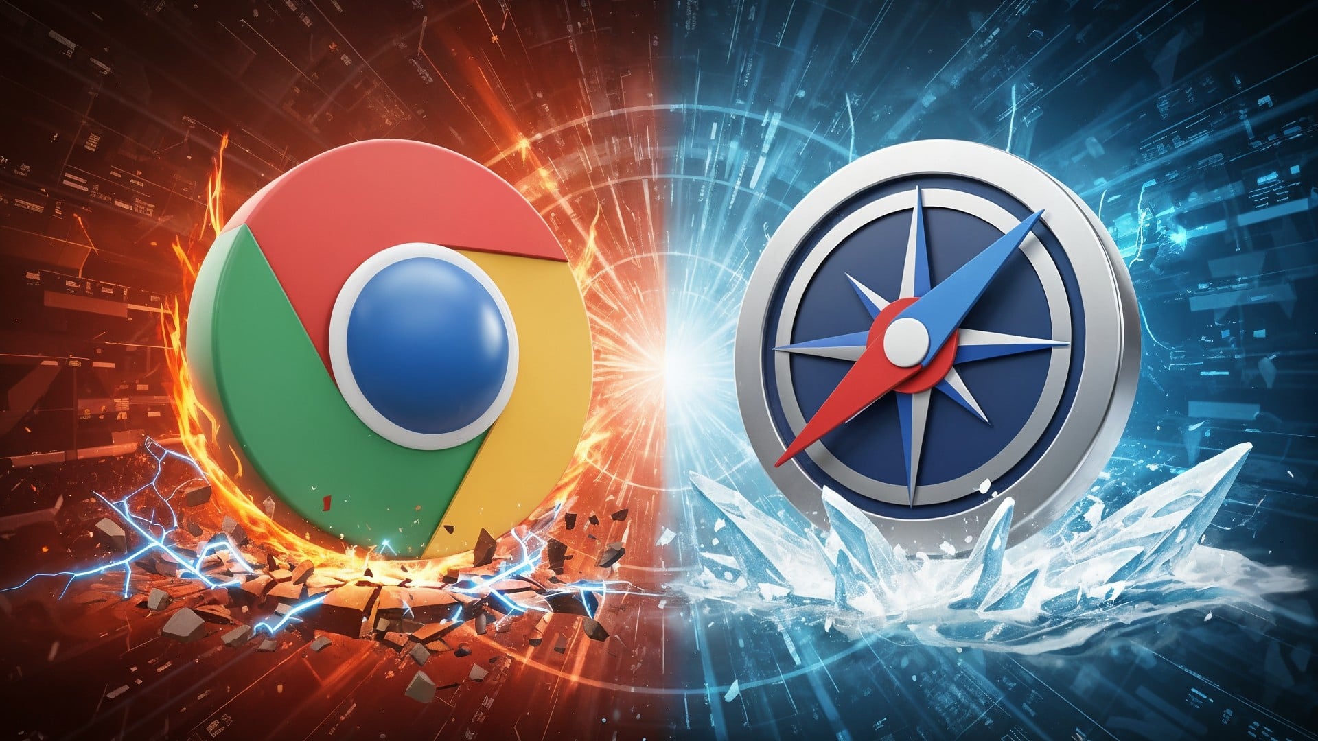 Apple, Google, Logo, Browser, Webbrowser, Google Chrome, Logos, Icons, Kampf, Apple Safari, Chrome vs. Safari