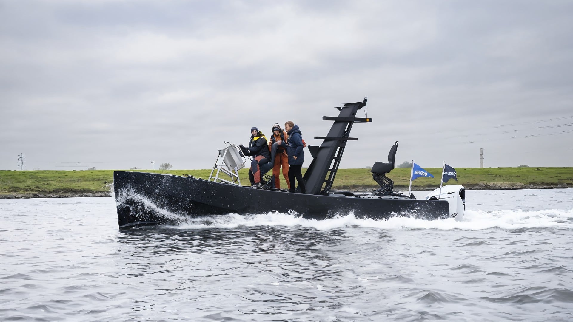 Elektromobilität, Prototyp, 3D-Druck, Schifffahrt, Wasserfahrzeug, Elektroantrieb, Testfahrt, E-Antrieb, Motorboot, Maritime Technologie, MARIN, Elektroboot, Außenbordmotor, Bootsfahrt, Bootstest