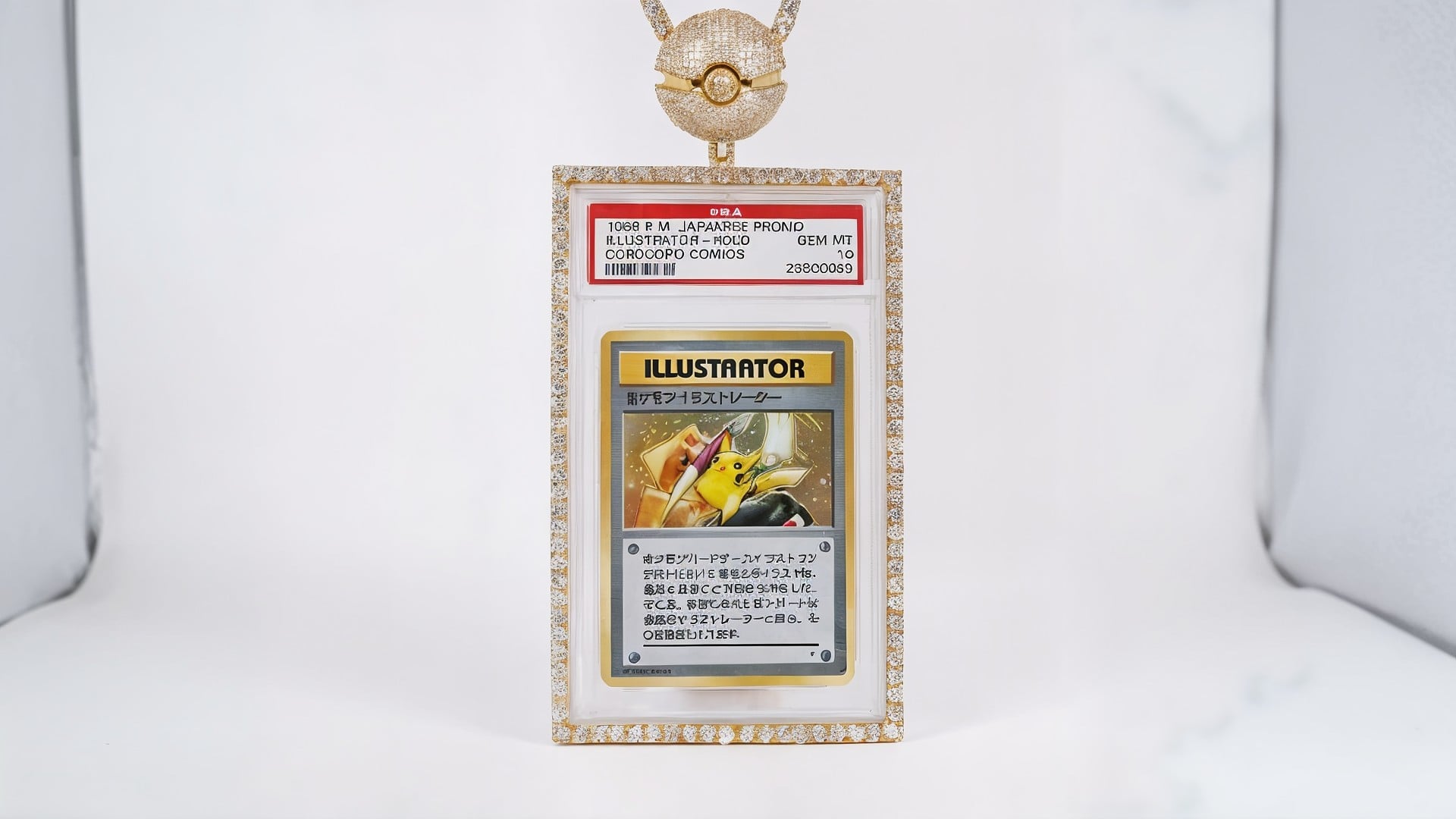 Pokemon, Pikachu, Sammelkarten, Diamanten, Trading Card Game, Pokeball, Pikachu Illustrator, Pokémon-Sammelkarte, PSA Grading, Gem Mint 10, CoroCoro Comics, Promo-Karte, Schmuck-Anhänger, Luxus-Sammlerstück, Japanische Promo