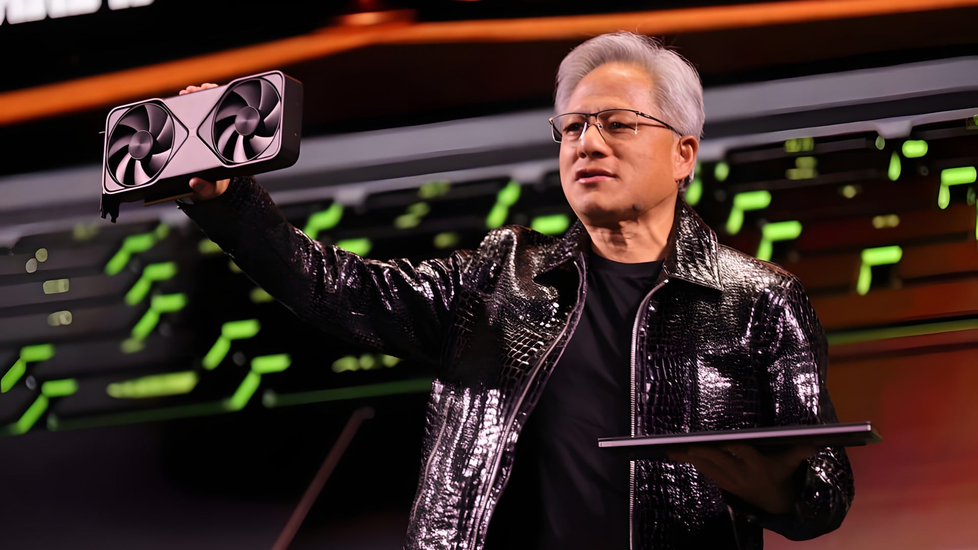 Nvidia, Hardware, Gpu, Grafikkarte, Ceo, Keynote, Präsentation, Lüfter, Jensen Huang, GeForce RTX, Bühne, Produktvorstellung, Präsentieren