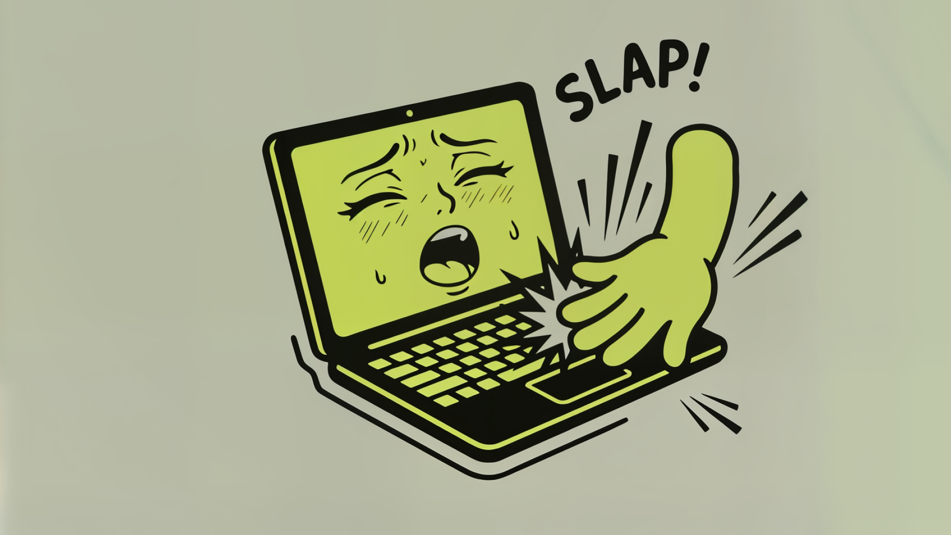 Notebook, Laptop, Schlag, SlapMac, Slap