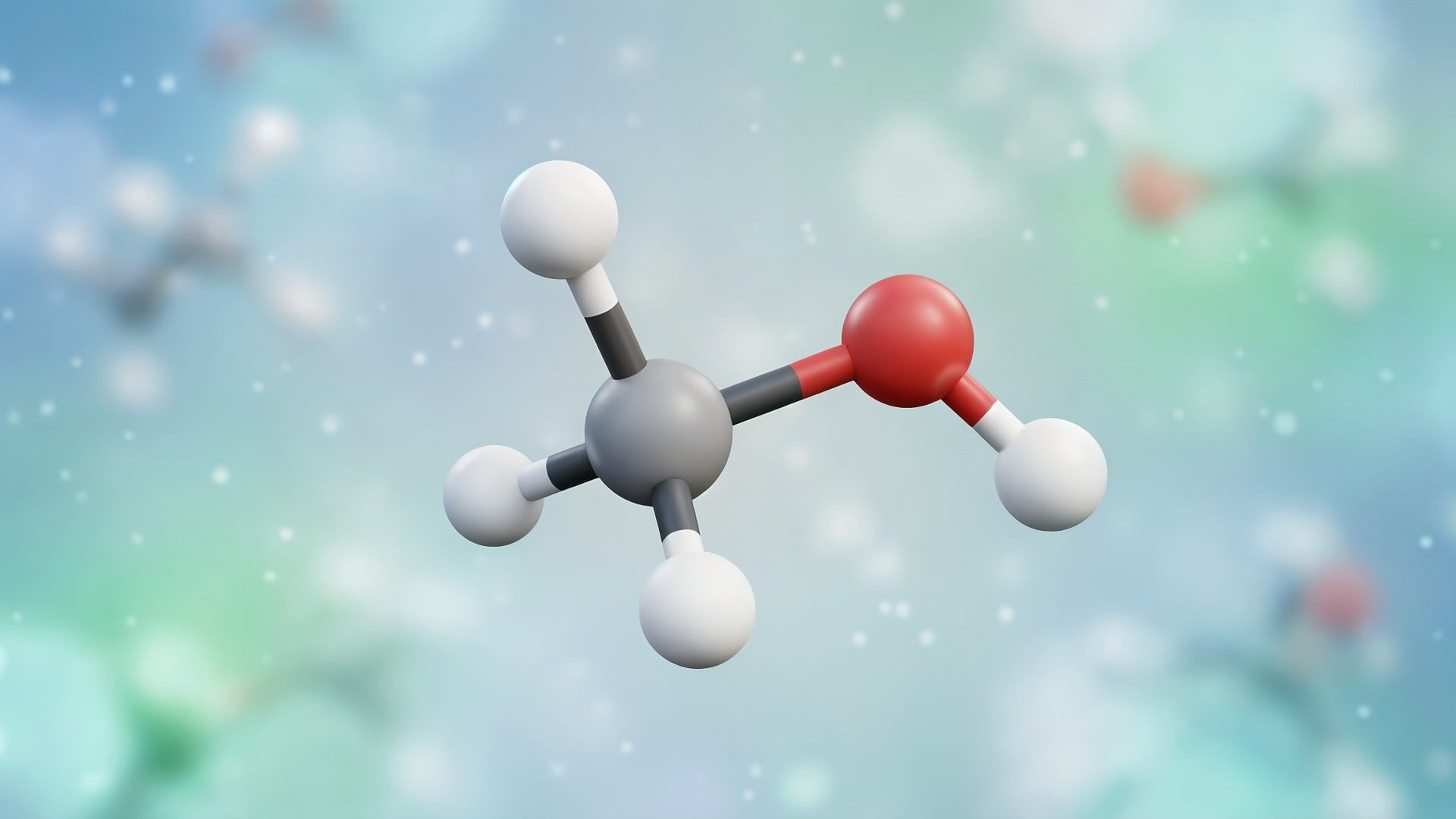 Atom, Wasserstoff, Chemie, Kohlenstoff, Sauerstoff, 3D-Visualisierung, Molekülmodell, Molekülstruktur, Methanol, Molekulare Simulation