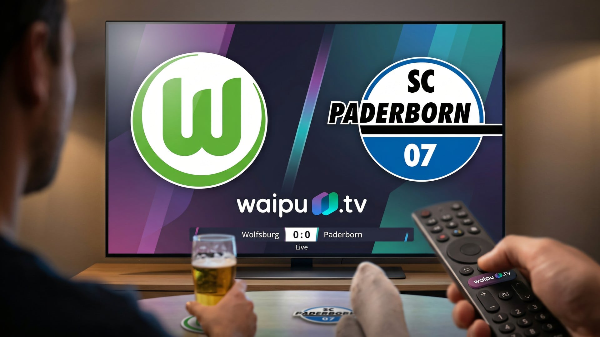 Streaming, Tv, Fernsehen, Waipu.tv, waipu, Fußball-Bundesliga, 1. Bundesliga, Fußballübertragung, VfL Wolfsburg, SC Paderborn