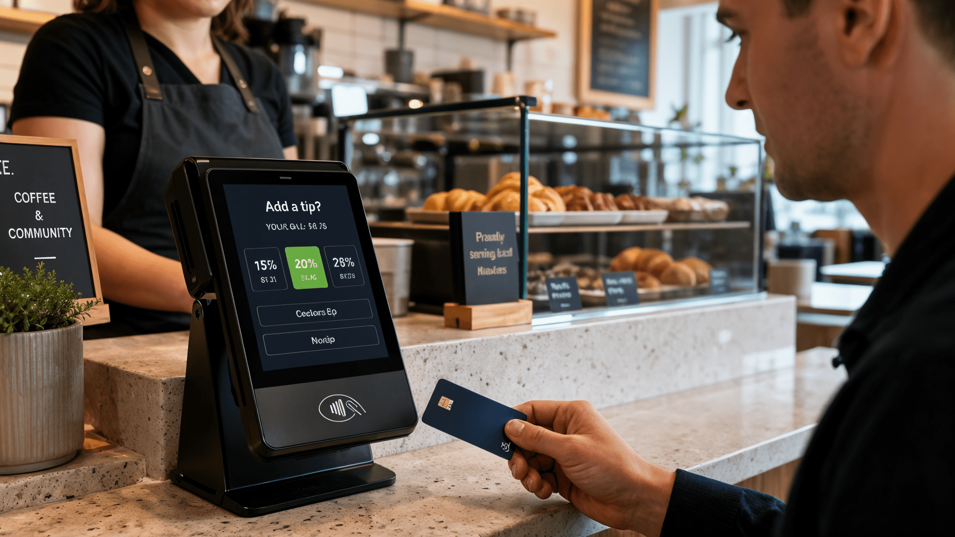 Karte, Payment, Trinkgeld, mobiles zahlen