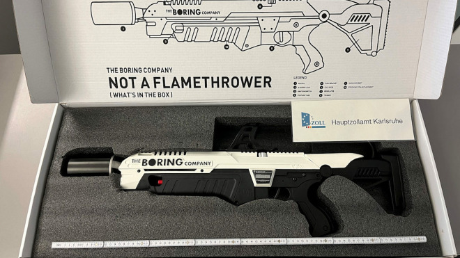 Elon Musk, Zoll, The Boring Company, Flammenwerfer, Beschlagnahme