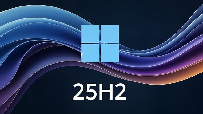 Microsoft, Betriebssystem, Update, Logo, Windows 11, Aktualisierung, Software, Desktop, Technologie, Upgrade, Hintergrund, 25H2, Windows 11 25H2, Farbverlauf, Wellen, Abstrakt, Bildschirmhintergrund, Blau-Grn