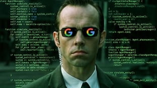 Google, K�nstliche Intelligenz, Ki, AI, Artificial Intelligence, Programmierung, Quellcode, Algorithmus, Softwareentwicklung, KI-Agent, Matrix, Google-Logo, Agent Smith