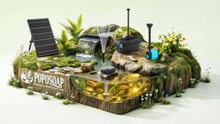 Smart Home, Solar, Garten, Springbrunnen, Poposoap, Wasserfall, Teichfilter, Garden